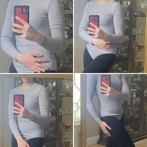 Women's Gray Long Sleeve bodysuit Top
